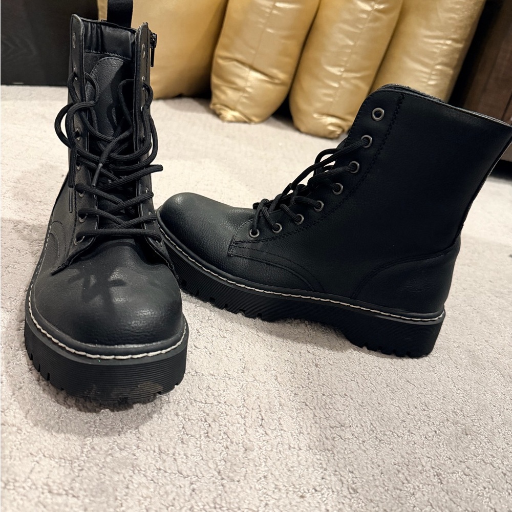 Black Lace-Up Ankle Boots
